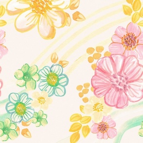 Disco Daisy - retro floral - pink - whimsical decor