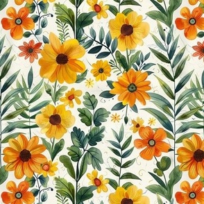 Yellow and Orange Flowers Floral Tropical Design