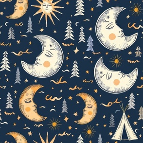 Sleeping Crescent Moons, Rustic Midnight Camping