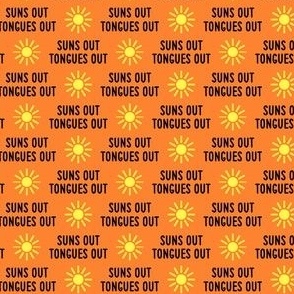 (small scale) suns out tongues out -  fun summer dog fabric - orange/black - C24