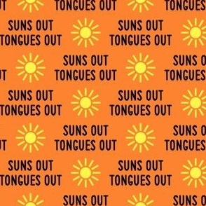 suns out tongues out -  fun summer dog fabric - orange/black - C24