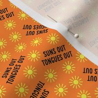 (small scale) suns out tongues out - tossed - fun summer dog fabric - orange/black - C24