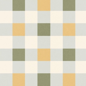 (L) Outdoors Camping Retro Lake Life Gingham Neutrals, Sandy and Moss Green