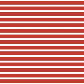 SMALL TRADITIONAL BRETON STRIPE  SOLID VERMILION RED AND WHITE