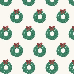 Xmas Wreath_Christmas Deco_Small_Cream-Crsip Green