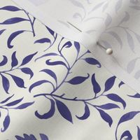Grandmillennial Classic Boteh Indian floral and foliage pattern, large scale in a lilac monochrome palette on natural white