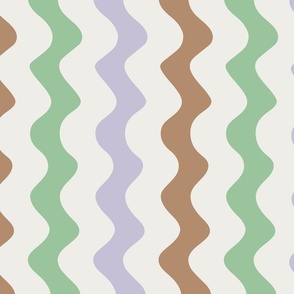 LARGE  FUN MODERN RETRO WAVY STRIPY LINES MULTI COLOURED-LILAC PURPLE-COPPER BROWN-MINT GREEN-OFF WHITE IVORY