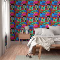 Party Wallpaper - Faux  Quilt - Red Blue Yellow Green - Design 16942464
