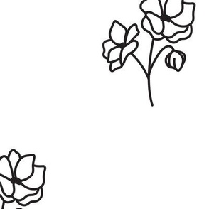 Large - Minimalist black and white Floral Outline