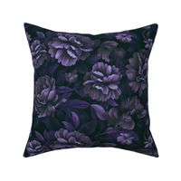 Velveteen Dark Moody Flowers Plum Blue Purple Floral Luxury Opulence Smaller Scale