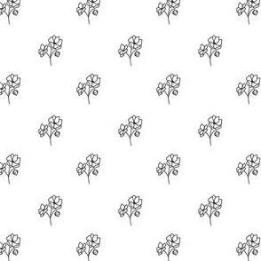 Small - Minimalist black and white Floral Outline