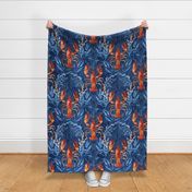 Pattern Lobster on Blue