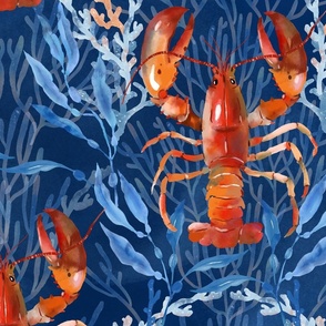 Pattern Lobster on Blue