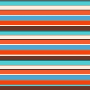 rust and blue stripes- orange red aqua blue brown and beige horizontal stripes design 