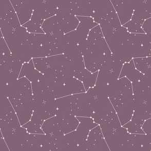 Aquarius, zodiac, constellation, astrology, witchcraft, water bearer, mauve background (medium)