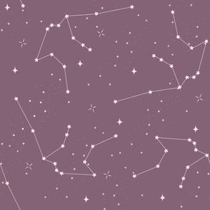 Aquarius, zodiac, constellation, astrology, witchcraft, water bearer, mauve background (large)