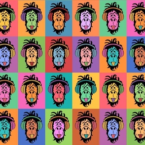  dj monkey- colorful rainbow groovy cool funky and funny monkeys portrait in retro pop art style