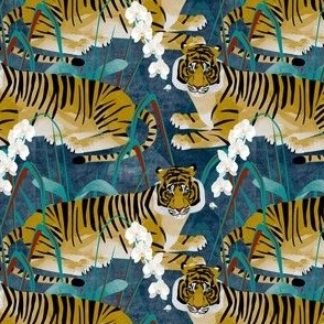 Gold Velvet Tiger on dark blue small