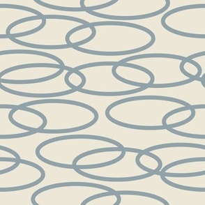 NEW CREAM SOFT BLUE OVALS INTERLOCKED