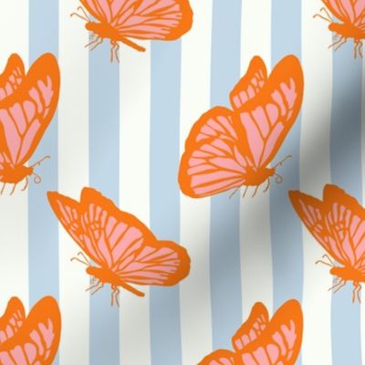 Colorful Retro Butterflies on Stripes
