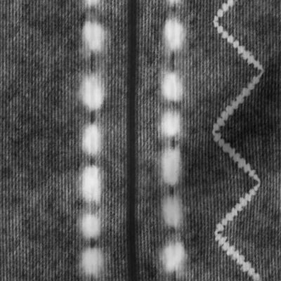 (M) Boho western stripes on rustic dark grey denim