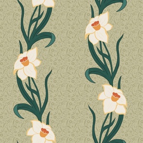 Yellow dancing daffodils - vintage style (large)