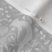 William Morris style Birds and Flowers Pattern - Grey