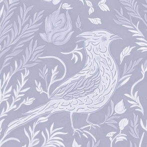 William Morris style Birds and Flowers Pattern - Blue