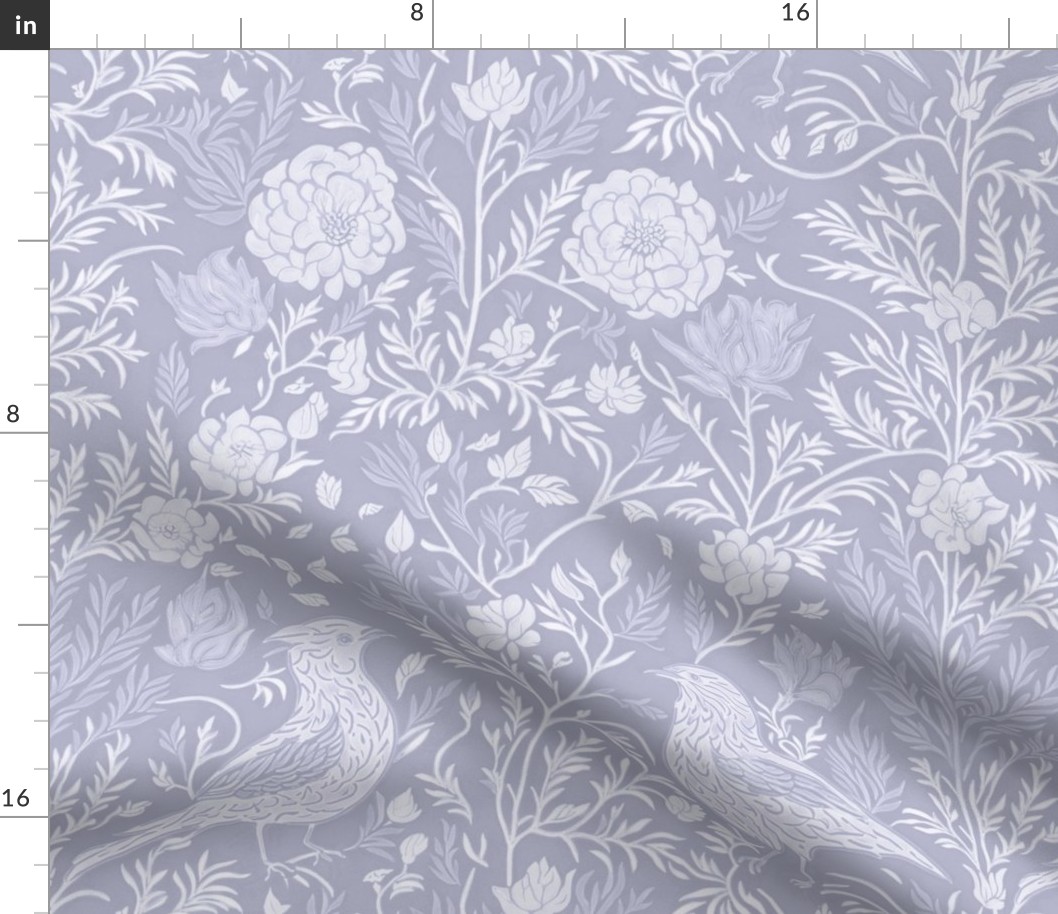 William Morris style Birds and Flowers Pattern - Blue