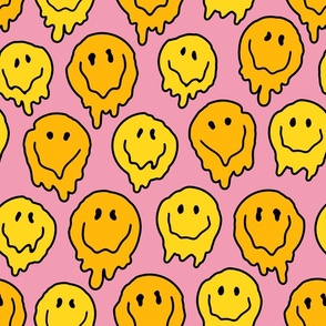 Liquid Smiley Faces, Pink Background