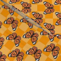 Medium Scale Monarch Butterflies Marigold Checkerboard