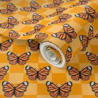 Medium Scale Monarch Butterflies Marigold Checkerboard