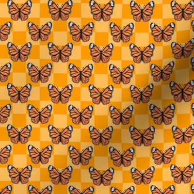 Small Scale Monarch Butterflies Marigold Checkerboard