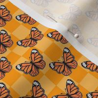 Small Scale Monarch Butterflies Marigold Checkerboard