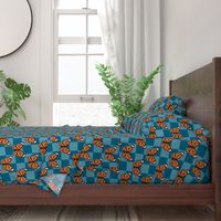 Large Scale Monarch Butterflies Turquoise Checkerboard