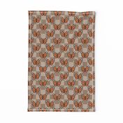 Medium Scale Monarch Butterflies Tan Checkerboard