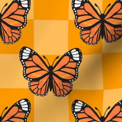 Large Scale Monarch Butterflies Marigold Checkerboard
