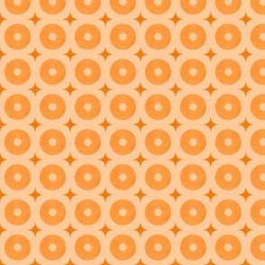 M – Geometric neon orange – tropical mid-century watercolor donuts & diamonds 