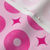 M – Geometric neon pink – tropical mid-century watercolor donuts & diamonds 