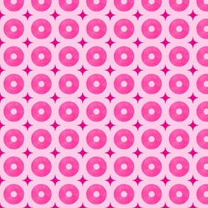 M – Geometric neon pink – tropical mid-century watercolor donuts & diamonds 