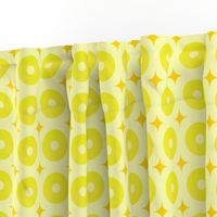 M – Geometric neon yellow – tropical mid-century watercolor donuts & diamonds