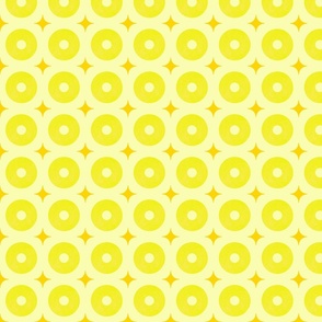 M – Geometric neon yellow – tropical mid-century watercolor donuts & diamonds