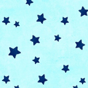 Stitched stars turquoise blue