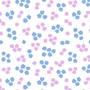 Forget-me-not light rural floral in blue and pink on white