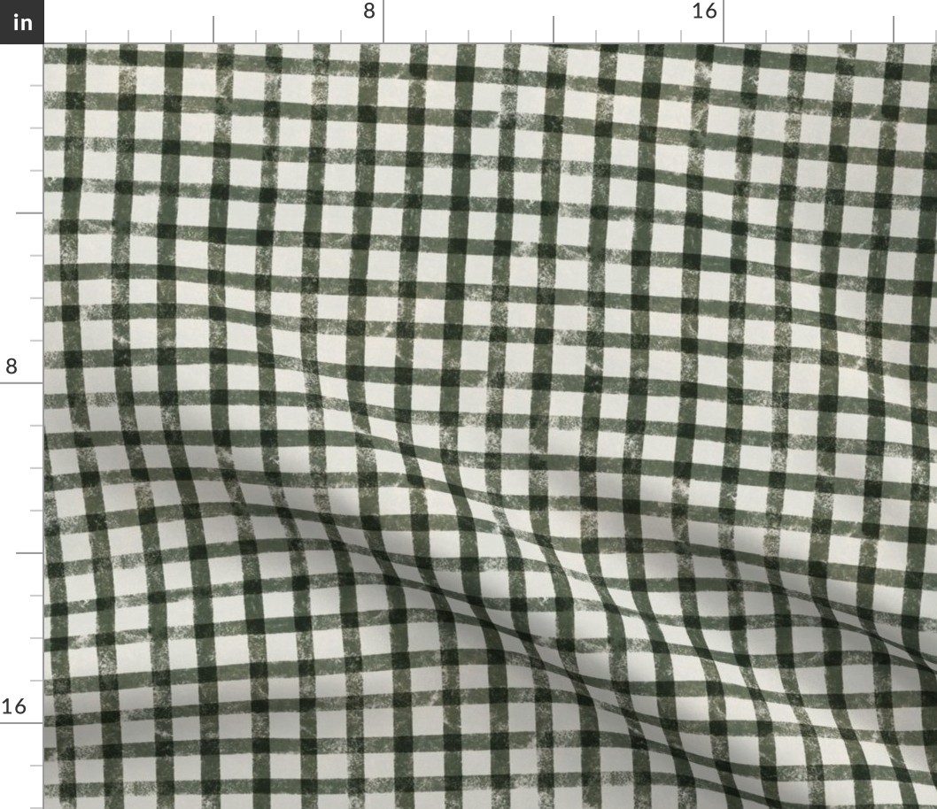 Christmas Gingham Plaid - Green in Light Green - LARGE 10x10