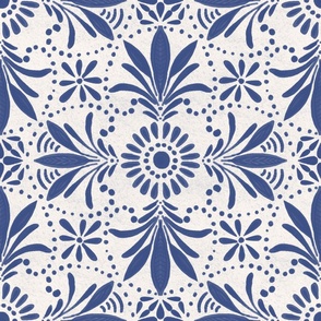 Large// Textured navy blue and off white mediterranean portugal Spanish tile 