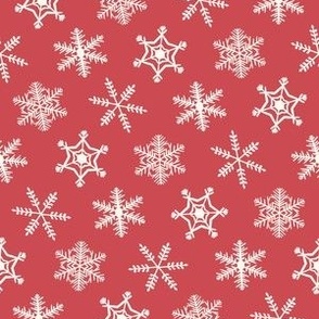 1" Festive Winter Snowflakes Hand Drawn in Christmas Pink