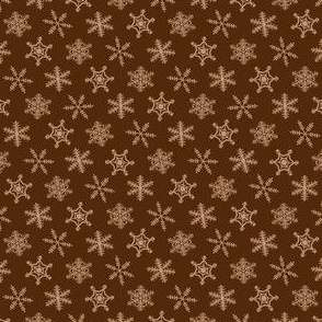 1/2" Festive Winter Snowflakes Hand Drawn in Mahogany Dark Brown