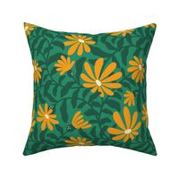 Bold groovy trailing flowers – green and orange 