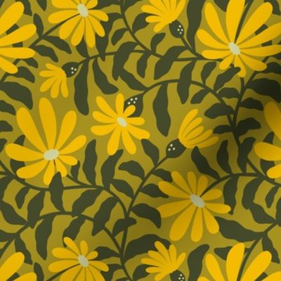 Bold groovy trailing flowers – ochre and yellow